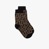 FENDI BROWN FF LOGO KNITTED SOCKS,FXZ566AEOG15512613