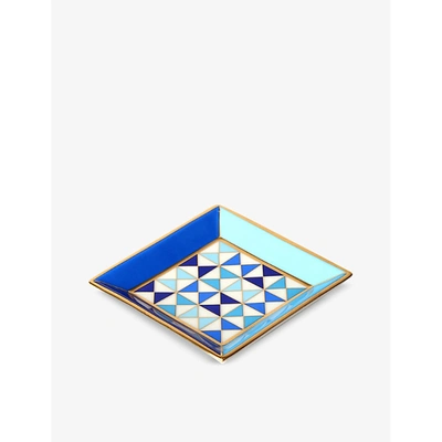 Jonathan Adler Sorrento Porcelain Tray 11.43cm X 11.43cm In Blue,white