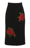 Dolce & Gabbana Rose Embroidered A-line Crepe Skirt In Print