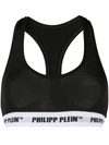 Philipp Plein Logo Band Sports Bra In Black