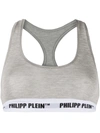 Philipp Plein Logo Band Sports Bra In Grey