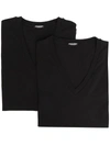 Dsquared2 Two-pack Cotton V-neck T-shirt In Black