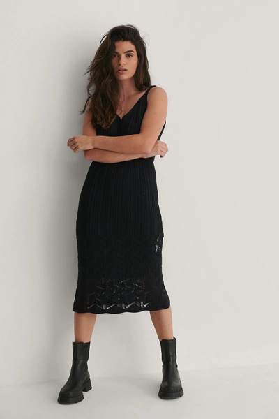 Trendyol Knit Detailed Midi Dress - Black In Navy