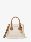 MICHAEL KORS CAMILLE SMALL LOGO AND LEATHER SATCHEL