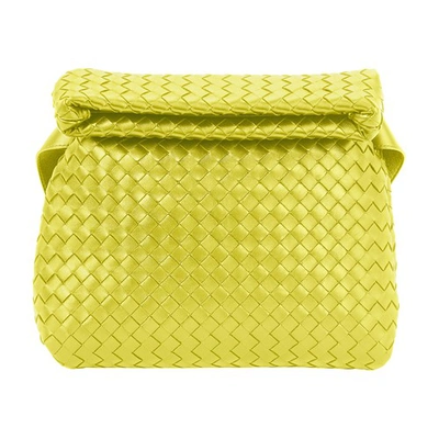 Bottega Veneta The Fold Small Embellished Intrecciato Leather Shoulder Bag In Kiwi Gold