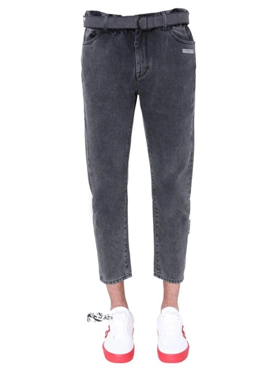 Off-white Slim Low Crotch Jeans In Charcoal