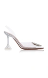 Amina Muaddi Transparent Begum Glass Slingback Heels In Clear