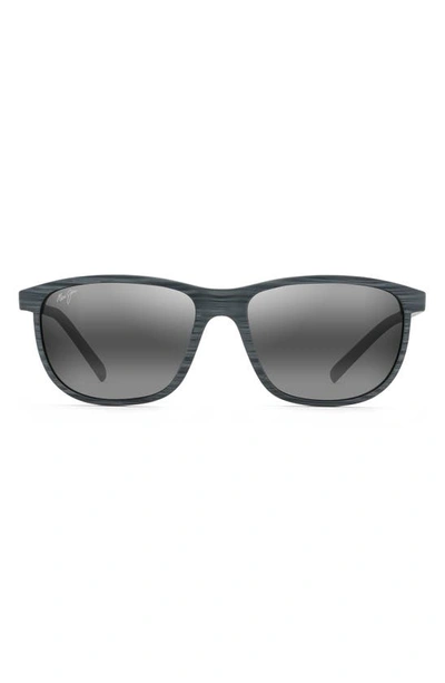 Maui Jim Lele Kawa 58mm Polarized Square Sunglasses In Grey Stripe/ Neutral Grey