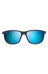 Maui Jim Lele Kawa Dark Navy Stripe Rectangle Polarized Sunglasses In Blue Hawaii