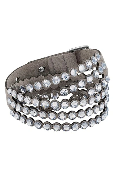 Swarovski Power Collection Ladies Crystal Black Wrap Bracelet In Light Gray
