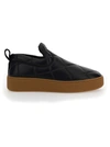 Bottega Veneta Leather Slip-on Sneakers In Black/rubberband