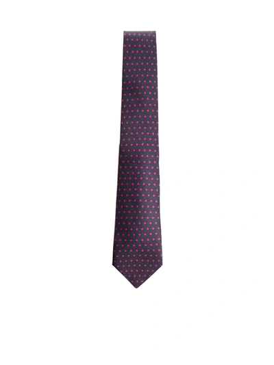 Kiton Polka-dot Silk Tie In Blu/rosso