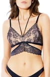 Hauty Alex Strappy Lace Pattern Bralette Lingerie In Black