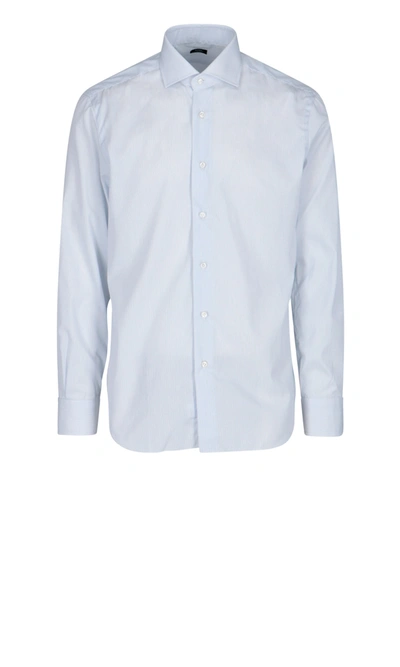 Barba Napoli Cotton Plain Shirt In Blue