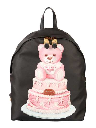 Moschino Cake Teddy Bear Backpack In Nero