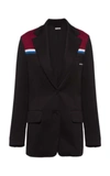 Miu Miu Colour-block Single-breasted Blazer In Black