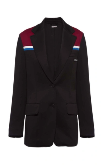 Miu Miu Colour-block Single-breasted Blazer In Black