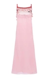 Miu Miu Pink Embroidered Voile Slip Dress In Pink