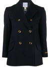Patou Long Sleeve Double Breasted Blazer In Blue