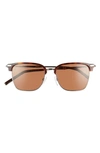 Ferragamo 53mm Polarized Square Sunglasses In Light Ruthenium/tortoise