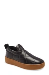 Bottega Veneta Leather Slip-on Sneakers In Black/ Bord