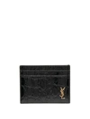 SAINT LAURENT TINY MONOGRAM CROCODILE-EMBOSSED CARDHOLDER