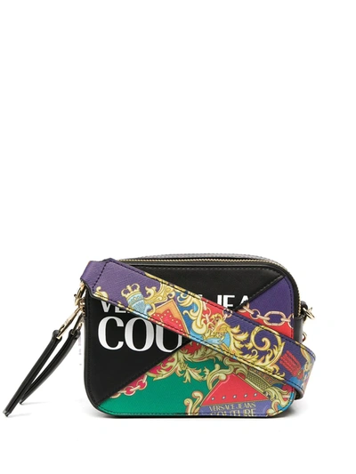 Versace Jeans Couture Baroque Print Crossbody Bag In Black