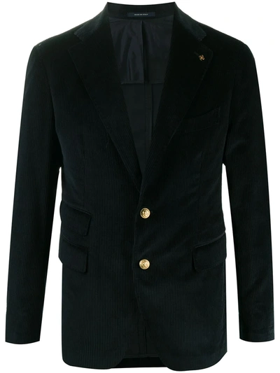 Tagliatore Corduroy Single-breasted Blazer In Blue