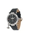 Vivienne Westwood Orb Heart Charm Watch In Black