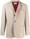 Brunello Cucinelli Cashmere Jersey Blazer With Patch Pockets In Neutrals
