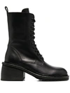 ANN DEMEULEMEESTER LACE-UP LEATHER MILITARY BOOTS