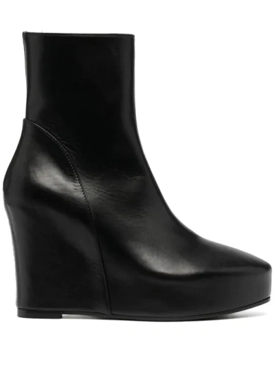 Ann Demeulemeester Black 125 Wedge Leather Ankle Boots