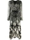 ALLSAINTS FLORENCE TEMPO LEOPARD AND FLORAL PRINT MIDI DRESS