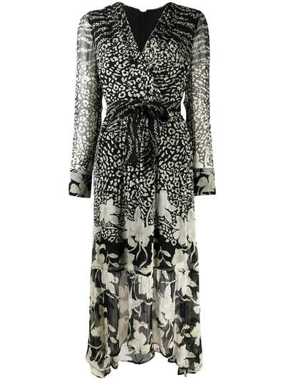 Allsaints Florence Tempo Leopard And Floral Print Midi Dress In Black
