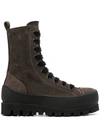 ANN DEMEULEMEESTER RIDGED SOLE LACE-UP BOOTS