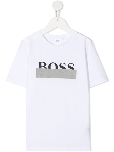 Hugo Boss Kids' Logo-print T-shirt In White