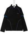 HUGO BOSS CONTRAST-STITCH LAYERED POLO TOP