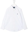 Polo Ralph Lauren Embroidered Logo Cotton Shirt In White