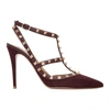 VALENTINO GARAVANI VALENTINO BURGUNDY VALENTINO GARAVANI SUEDE CAGE 100 HEELS