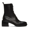 ANN DEMEULEMEESTER BLACK LEATHER HEEL LACE-UP BOOTS