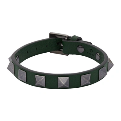 Valentino Garavani Rockstud Leather Bracelet In Green