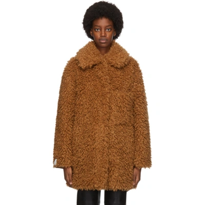 Stella Mccartney Fur Free Fur Faux-shearling Josephine Coat In Brown