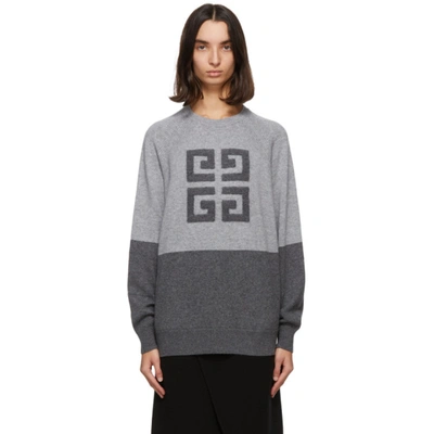 Givenchy Logo Knit Cashmere Crewneck Sweater In Grey