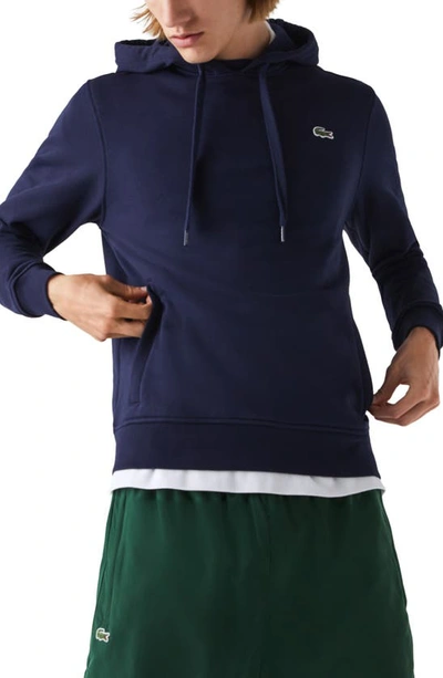Lacoste Cotton Blend Regular Fit Hoodie In Blue