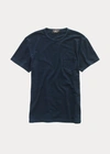 Double Rl Indigo Cotton Crewneck T-shirt In Faded Black Canvas