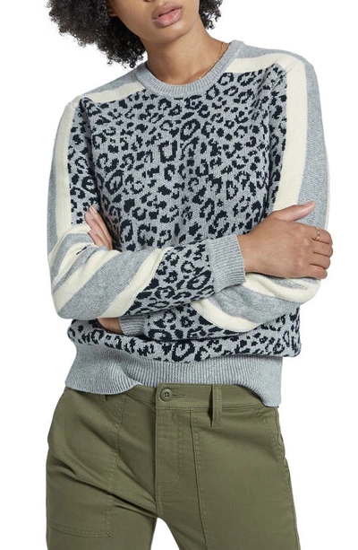 Current Elliott The Duvall Combo Pattern Crewneck Sweater In Grey And Black