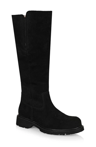 La Canadienne Helene Shearling Lined Suede Boot In Black