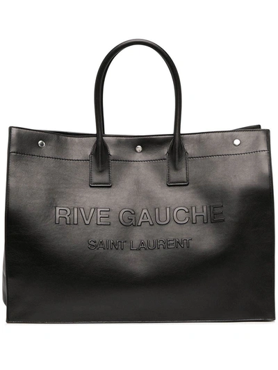 Saint Laurent Men's Black Leather Travel Bag In Nero