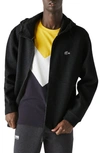 Lacoste Black Bi-material Sport Zippered Hoodie