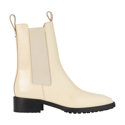 Aeyde 'simone' Patent Leather Chelsea Boots In Creamy